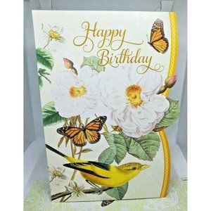 Thoughts & Inspirations Yellow Bird Butterfly Birthday Card W/ Matching Envelope